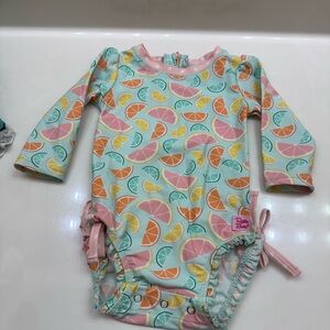 Ruffle Butts Kids Swim One Piece - Pink, Orange, Green